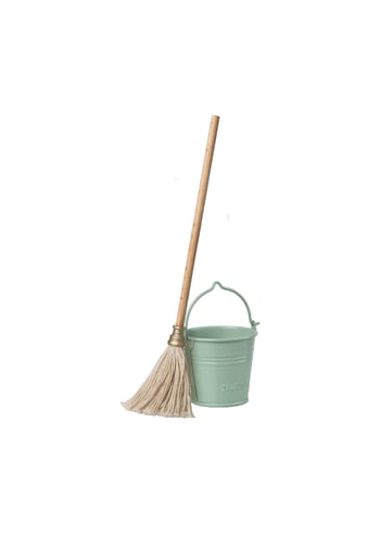Maileg - Giocattoli - Miniature bucket and mop - Metal / Wood / Cotton