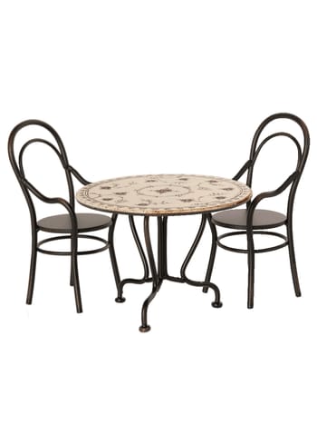 Maileg - Zabawki - Dining table with 2 chairs - Metal