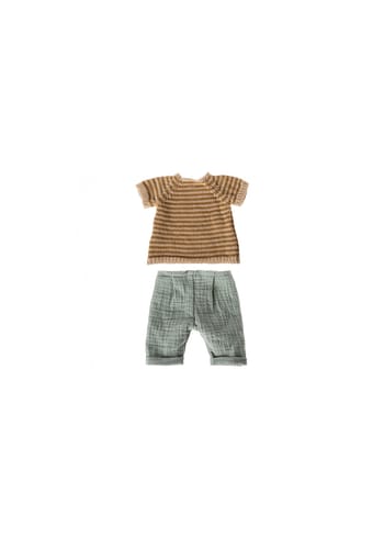 Maileg - Brinquedos - Knitted shirt and pants, Size 3 - Yellow and green