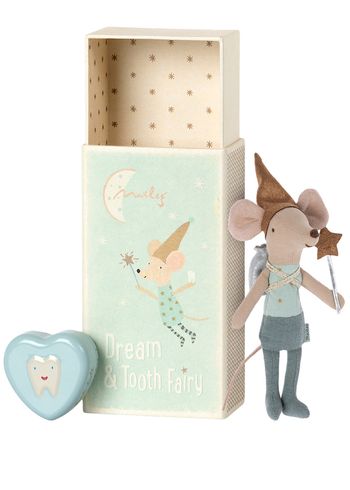 Maileg - Zabawki - Tooth Fairy Mouse In Matchbox - Blue