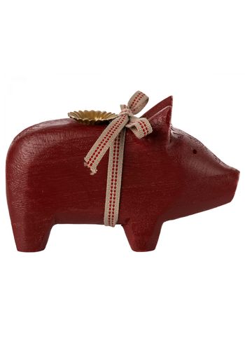 Maileg - Ljusstake - Pig Candle Holder - Red Small