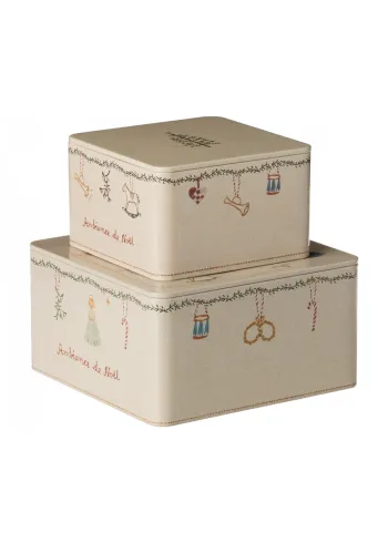 Maileg - Cajas de almacenamiento - Metal Box, Ambiance de Noël - 2 pc set