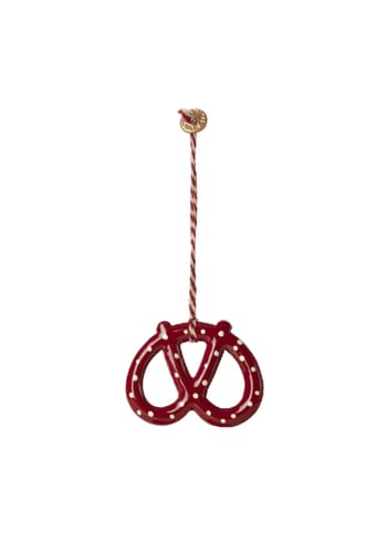 Maileg - Suspensión - Metal ornament - Kringle rød med prikker