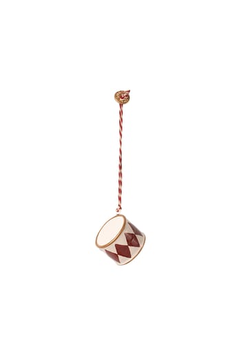 Maileg - Ozdoby na vánoční stromek - Metal Ornament red - Tromme rød - small