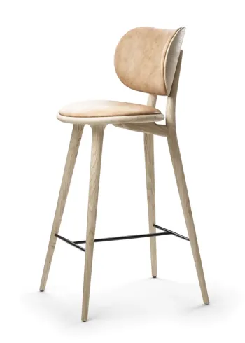 Mater - Chair - High Stool 69 - Natural Matt Lacqured oak with Backrest
