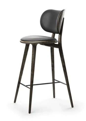 Mater - Chair - High Stool 69 - Sirka Grey Stained Oak with Backrest