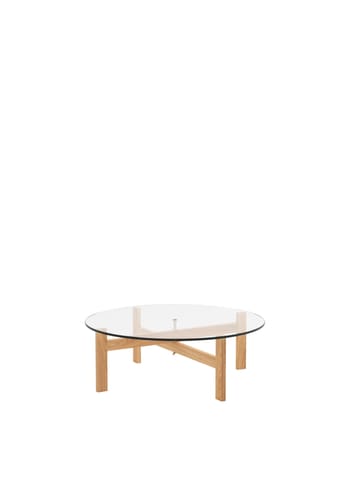 MOEBE - Sofabord - Round Glass Coffee Table - Oak, Glass