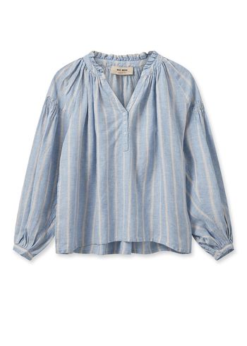 Mos Mosh - Skjorte - MMSafi Striped Linen Shirt - Cashmere Blue