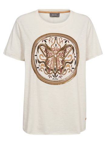 Mos Mosh - T-paita - MMFiona O-ss Embroidery Tee - Ecru