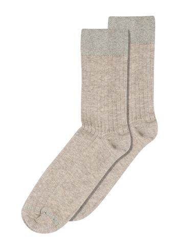 MP Denmark - Bas de contention - Erina Wool Rib Socks - Light Brown Melange