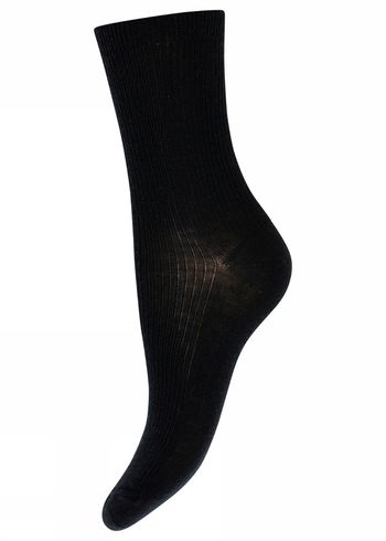 MP Denmark - Meias - Fine Cotton Rib Socks - Black (col.8)