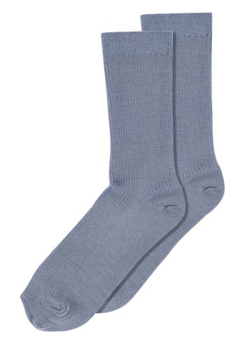 MP Denmark - Socks - Fine Wool Rib Socks - Light Blue (col. 422)