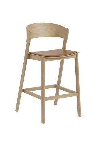 Muuto - Bar stool - Cover Counter Stool - Refine Leather Cognac / Oak