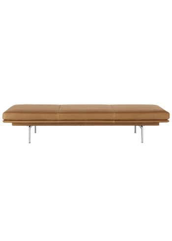 Muuto - Daybed - Outline Daybed - Frame: Polished Aluminium / Fabric: Cognac Refine Leather
