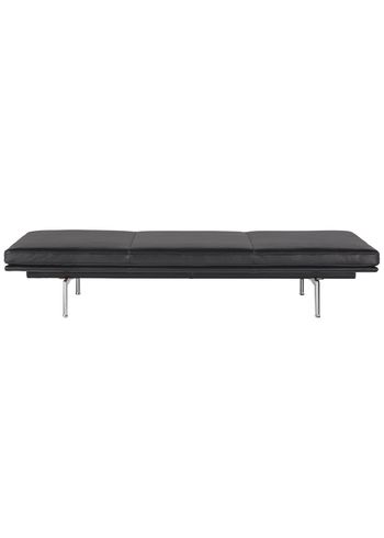 Muuto - Daybed - Outline Daybed - Frame: Polished Aluminium / Fabric: Black Refine Leather