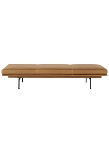 Muuto - Daybed - Outline Daybed - Frame: Black / Fabric: Cognac Refine Leather