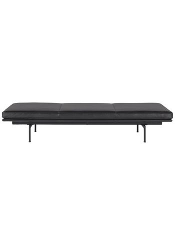 Muuto - Daybed - Outline Daybed - Frame: Black / Fabric: Black Refine Leather