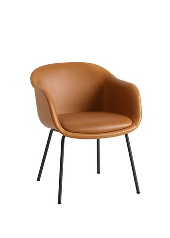 Muuto - Office Chair - Fiber Conference Armchair - Refine Leather Cognac / Anthracite Black / Tube Base