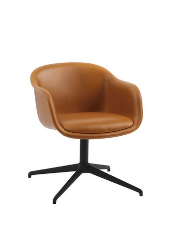 Muuto - Sedia da ufficio - Fiber Conference Armchair - Refine Leather Cognac / Black