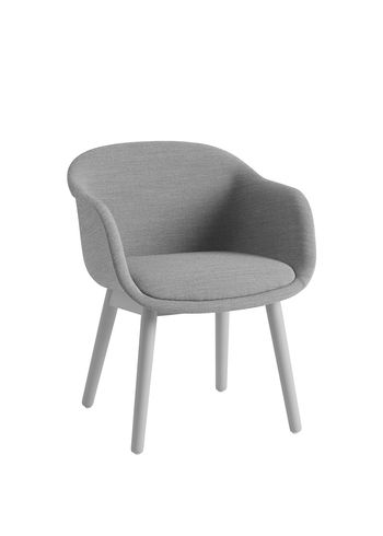 Muuto - Cadeira de escritório - Fiber Conference Armchair - Remix 133 / Grey / Wood Base