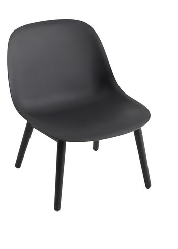 Muuto - Cadeira de banho - Fiber Lounge Chair - Wood Base - Black/Black