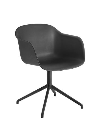 Muuto - Sedia da pranzo - Fiber Chair - Swivel Base - Black/Anthracite Black
