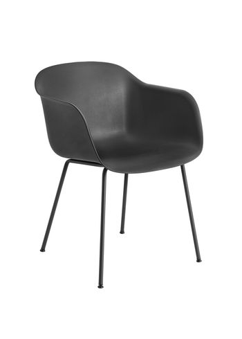 Muuto - Krzesło do jadalni - Fiber Chair - Tube Base - Black/Black