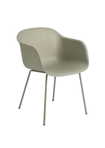 Muuto - Spisebordsstol - Fiber Chair - Tube Base - Dusty Green/Dusty Green