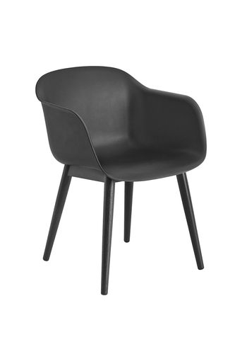 Muuto - Sedia da pranzo - Fiber Chair - Wood Base - Black/Black