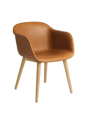 Muuto - Dining chair - Fiber Chair - Wood Base - Refine Leather Cognac/Oak