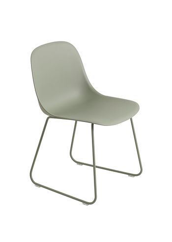 Muuto - Krzesło do jadalni - Fiber Side Chair - Sled Base - Dusty Green/Dusty Green