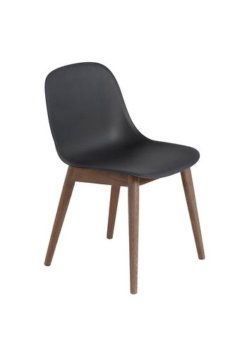 Muuto - Cadeira de jantar - Fiber Side Chair - Wood Base - Black/Stained Dark Brown