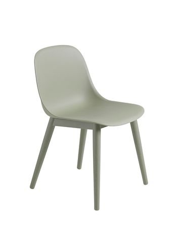 Muuto - Chaise à manger - Fiber Side Chair - Wood Base - Dusty Green/Dusty Green