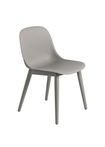 Muuto - Spisebordsstol - Fiber Side Chair - Wood Base - Grey/Grey