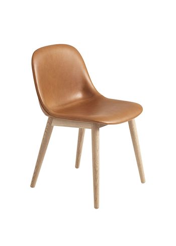 Muuto - Silla de comedor - Fiber Side Chair - Wood Base - Refine Leather Cognac/Oak