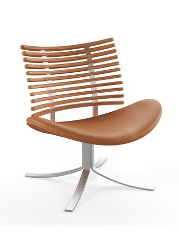 Naver Collection - Stofbezem - Leopard Chair / GM 4165 van Henrik Lehm - Oiled elm / Naver Select Cognac leather / Stainless steel