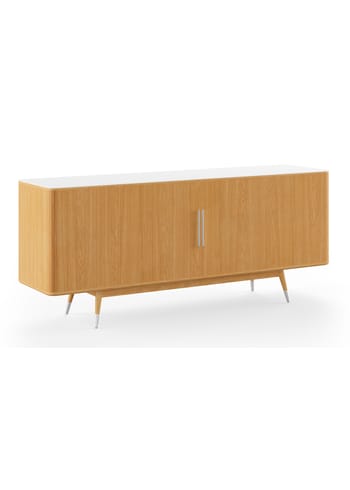 Naver Collection - Sivupöytä - TV-Cabinet w. White Corian Top / AK 2730 by Nissen & Gehl - White Corian / Oiled Oak w. Steel cap