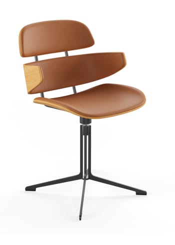 Naver Collection - Esstischstuhl - Athene Swivel Chair / GM 585 by Susanne Grønlund - Oiled Oak / Naver Select Cognac Leather / Black powder coated steel