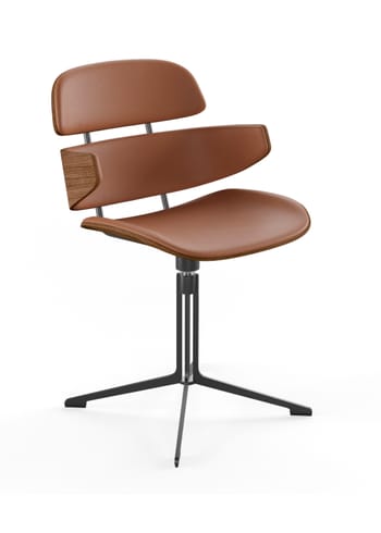 Naver Collection - Krzesło do jadalni - Athene Swivel Chair / GM 585 by Susanne Grønlund - Oiled Walnut / Naver Select Cognac Leather / Black powder coated steel