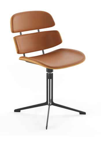 Naver Collection - Sedia da pranzo - Athene Swivel Chair / GM 585 by Susanne Grønlund - Oiled Oak / Naver Select Cognac Leather / Black powder coated steel