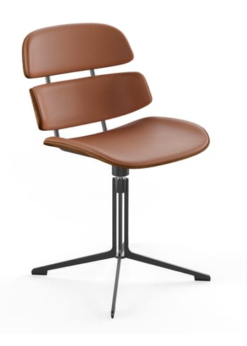 Naver Collection - Sedia da pranzo - Athene Swivel Chair / GM 585 by Susanne Grønlund - Oiled Walnut / Naver Select Cognac Leather / Black powder coated steel