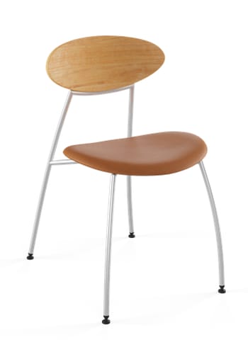 Naver Collection - Sedia da pranzo - Stone chair / GM666 by Nissen & Gehl MDD - Oiled oak / Naver Select Cognac leather / Stainless steel