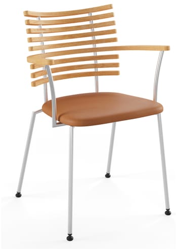 Naver Collection - Dining chair - Tiger armchair / GM4106 by Henrik Lehm - Oiled oak / Naver Select Cognac leather / Stainless steel