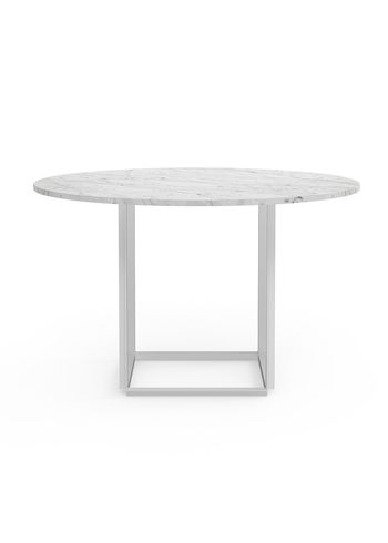 New Works - Mesa de jantar - Florence Dining Table Ø120 - White Carrera Marble w. White Frame