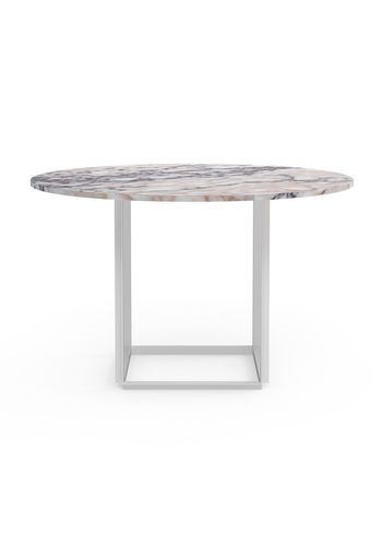 New Works - Eettafel - Florence Dining Table Ø120 - White Viola Marble w. White Frame