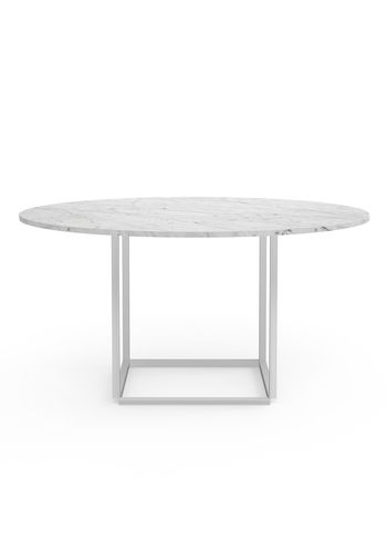 New Works - Dining Table - Florence Dining Table Ø145 - White Carrera Marble w. White Frame