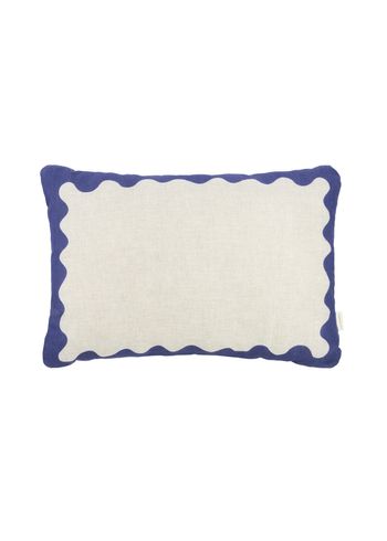 Nobodinoz - Artificial flowers - Rectangular Cushion In French Linen Vibes L - Blue