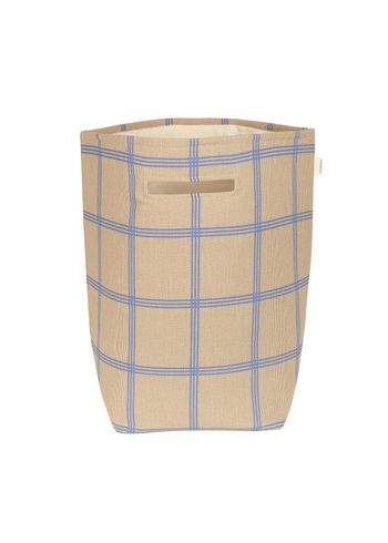 Nobodinoz - Panier à linge - Large Storage Basket Vibes - Brown blue windowpane