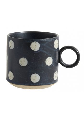 Nordal - Conjunto - GRAINY Cup with handle - Dark Blue w. dots