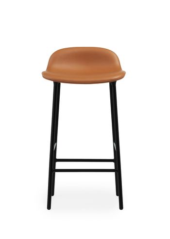 Normann Copenhagen - Barhocker - Form Barstool - 65 cm - Full Upholstery / Steel, Chrome & Brass - Stel: Sort / Ultra Leather: 41574 (Brandy) - 41599 (Black)